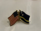 USA Curacao Friendship Flags Lapel Hat Pin BF