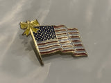 Yellow Ribbon USA American Flag Lapel Hat Pin BF