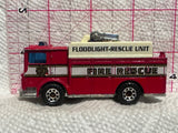 Red Fire Rescue Engine Truck Mack Auxiliary Power 1/84 Matchbox Diecast Car