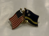 USA Curacao Friendship Flags Lapel Hat Pin BG
