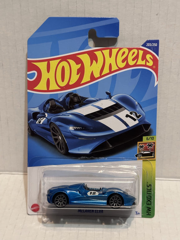 Blue McLaren Elva HW Exotics 6/10 203/250 HCX54 2021 Hot Wheels Diecast Car
