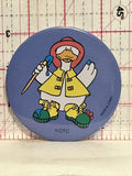 Duck painting wearing rain coat Button Pinback