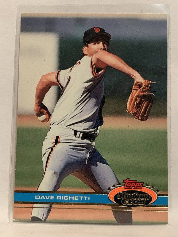 #356 Dave Righetti San Francisco Giants 1991 Topps Stadium Club Baseball Card