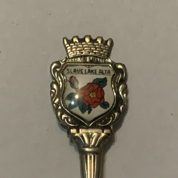 Slave Lake Alta Alberta Wild Rose Flower Collectable Souvenir Spoon DF
