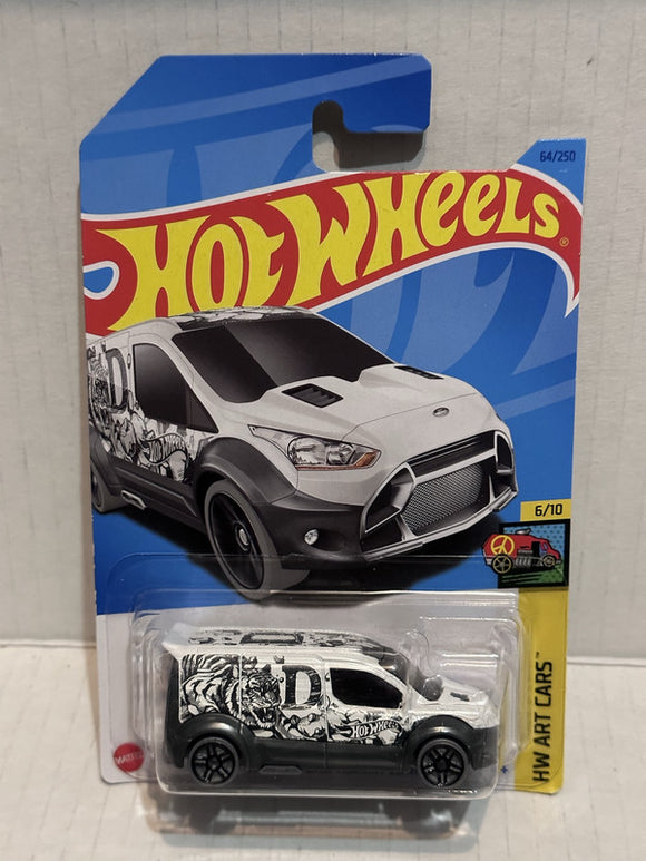 White Hot Wheels Ford Transit Connect HW Art Cars 6/10 64/250 HKH50 2021 Hot Wheels Diecast Car
