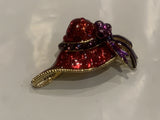 Jewelled Red Hat Lapel Hat Pin BH