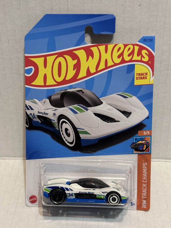 White Group C Fantasy HW Track Champs 3/5 89/250 HKG34 G1 2021 Hot Wheels Diecast Car