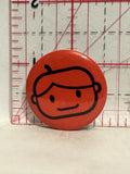 Red Apple Boy Child Face Button Pinback