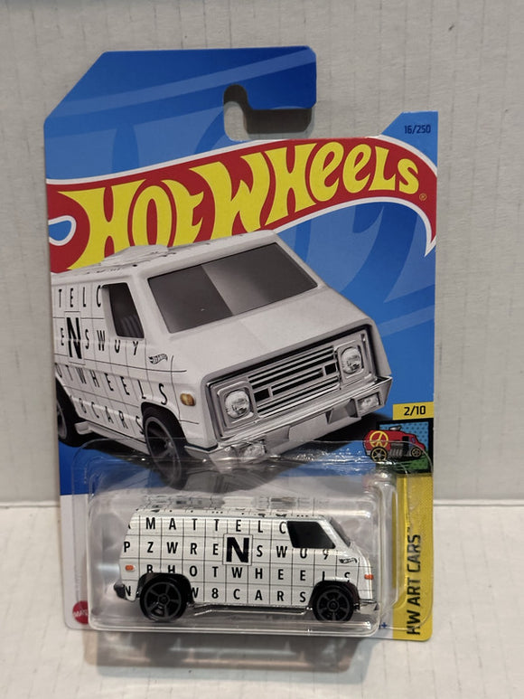 White 70s Van HW Art Cars 2/10 16/250 HKH46 2021 Hot Wheels Diecast Car