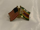 USA Zimbabwe Friendship Flags Lapel Hat Pin BJ