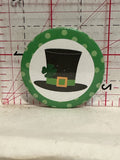Top Hat Shamrock Leprachaun Button Pinback