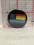 Rainbow Heart USA Flag Button Pinback
