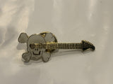 Skull Cross Bones Guitar Lapel Hat Pin BJ