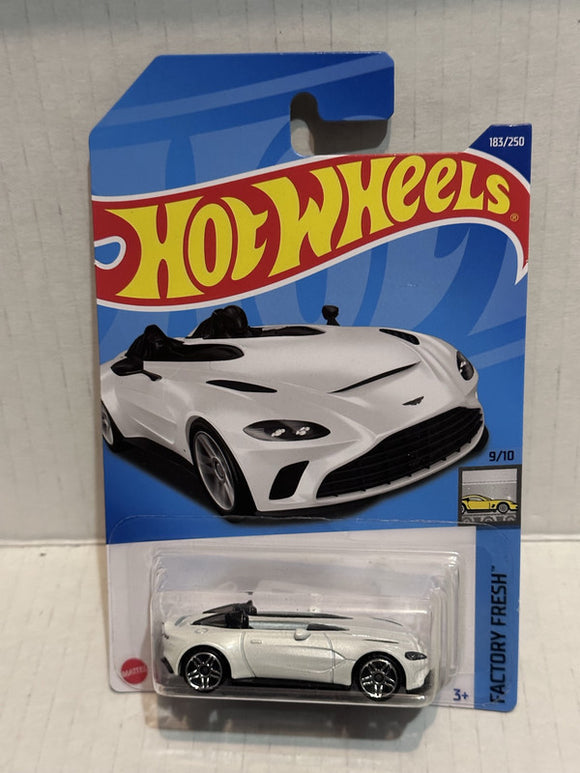 White Aston Martin V12 Speedster Factory Fresh 9/10 183/250 HCT94 2021 Hot Wheels Diecast Car