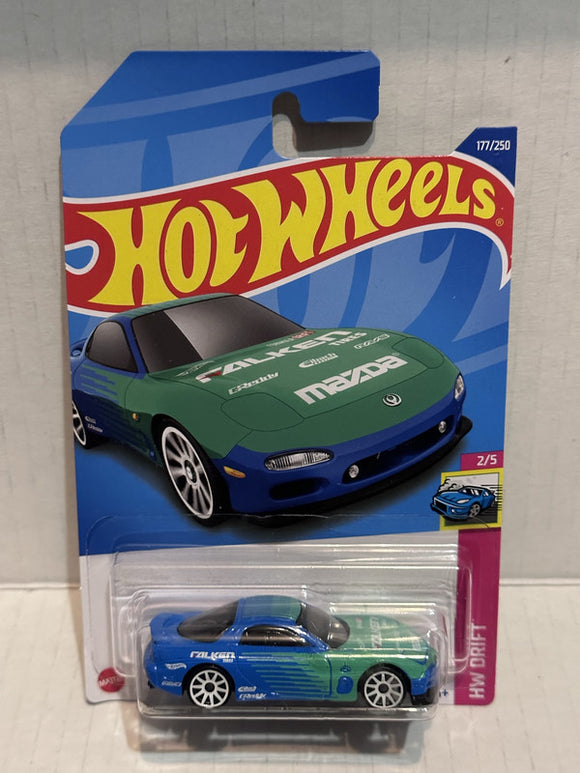 Green Blue '95 Mazda RX-7 HW Drift 2/5 177/250 HCV86 G1 2021 Hot Wheels Diecast Car