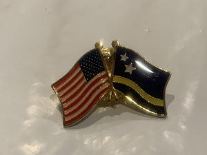 USA Curacao Friendship Flags Lapel Hat Pin DQ