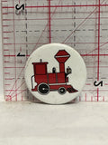 Red Train Engine Button Pinback