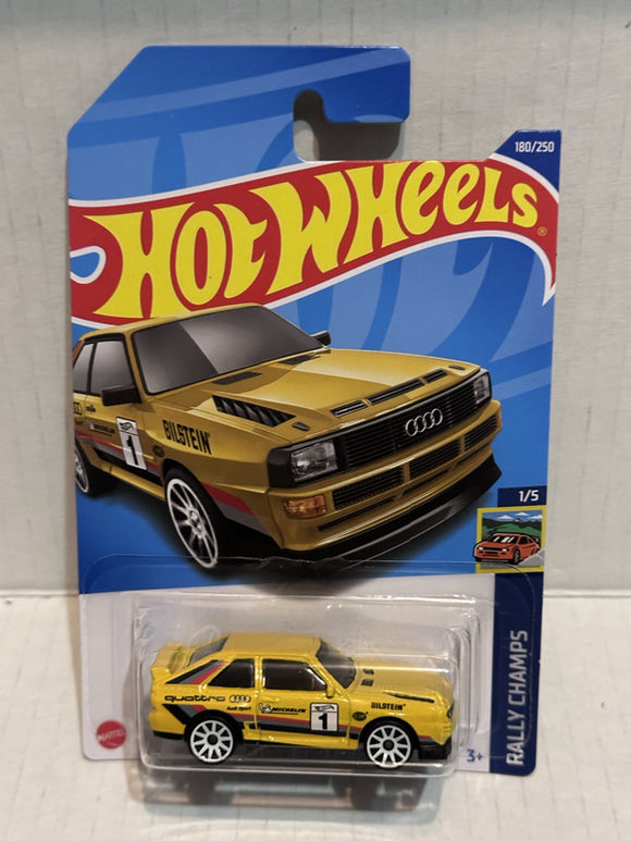 Yellow '84 Audi Sport Quattro Rally Champs 1/5 180/250 HCV29 2021 Hot Wheels Diecast Car