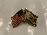 USA Zimbabwae Friendship Flags Lapel Hat Pin DR