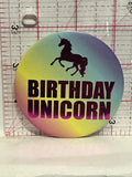 Birthday Unicorn Button Pinback
