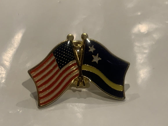 USA Curacao Friendship Flags Lapel Hat Pin DR
