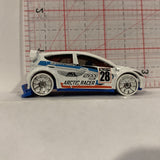 White Arctic Racer '12 Ford Fiesta ©2011 Hot Wheels Diecast Car DL