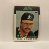 #766 Rick Langford Oakland Athletics 1986 Topps Baseball Card IE
