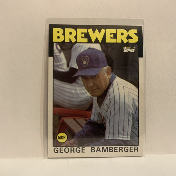 #21 George Bamberger Manager Milwaukee Brewers 1986 Topps Baseball Card IE