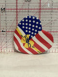 Yellow Ribbon USA Flag Heart Button Pinback