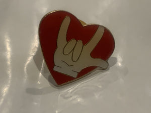I Love You Hand Signal Heart Lapel Hat Pin DS