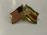 USA Zimbabwe Friendship Flags Lapel Hat Pin BM