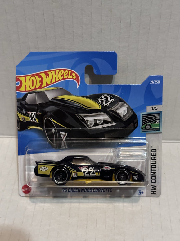 Black '76 Greenwood Corvette HW Contoureo 1/5 21/250 HCV23 2021 Hot Wheels Diecast Car