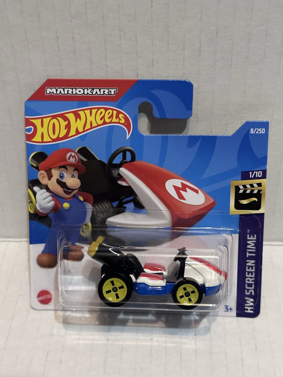 Red White Mario Standard Kart HW Screen Time 1/10 8/250 HCT55 2021 Hot Wheels Diecast Car