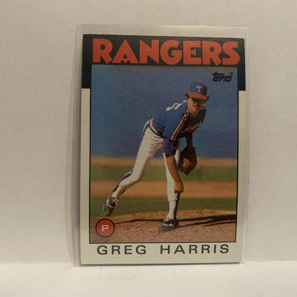 #586 Greg Harris Texas Rangers 1986 Topps Baseball Card IG