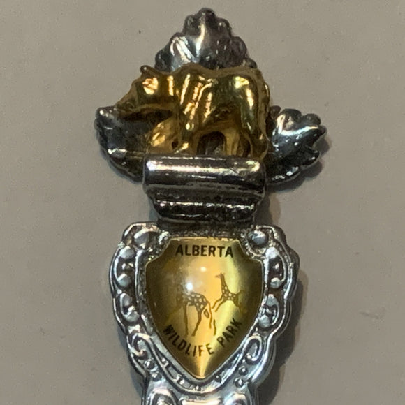 Alberta Wildlife Park Bear Giraffe Collectable Souvenir Spoon DM