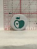 Green Apple Heart Button Pinback