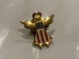 USA American Flag Angel Lapel Hat Pin DV