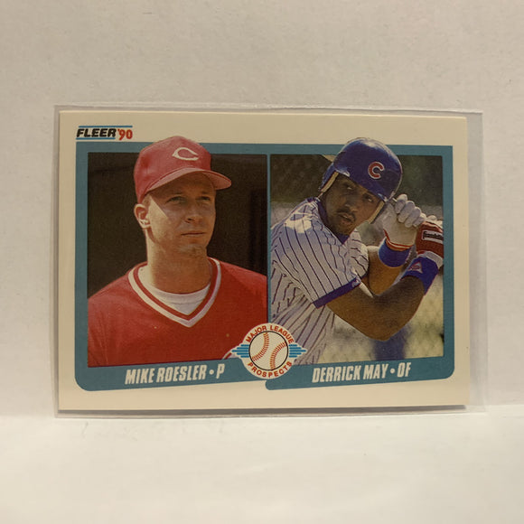 #645 Mike Roesler Derrick May Cincinnati Reds 1990 Fleer Baseball Card IJ