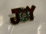 JOY Christmas Wreath Lapel Hat Pin DW