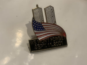 We Won't Forget  Sept 11 2001 New York Lapel Hat Pin DW