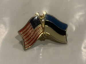 USA Estonia Friendship Flags Lapel Hat Pin DX
