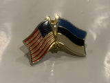 USA Estonia Friendship Flags Lapel Hat Pin DX