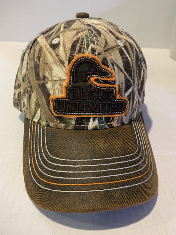 Camo Orange Ducks Unlimted Velcro Ball Hat Cap