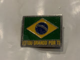 Brasil Flag Estou Orando Por Ti Lapel Hat Pin DX