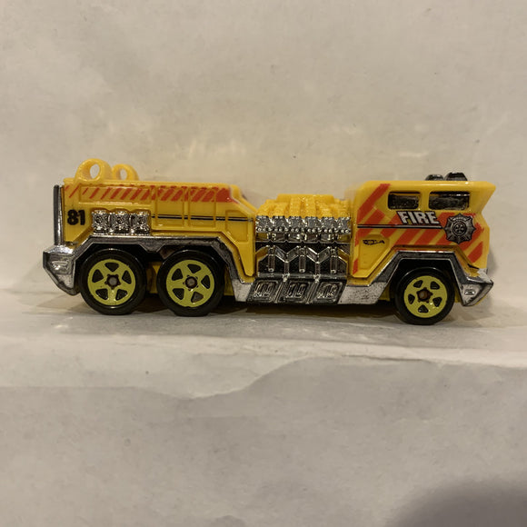 Yellow 5 Alarm Fire Truck ©2002 Hot Wheels Diecast Car DQ