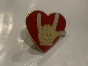 I Love You Hand Sign Heart Lapel Hat Pin DX