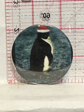 Penguin Wearing Santa Hat Button Pinback
