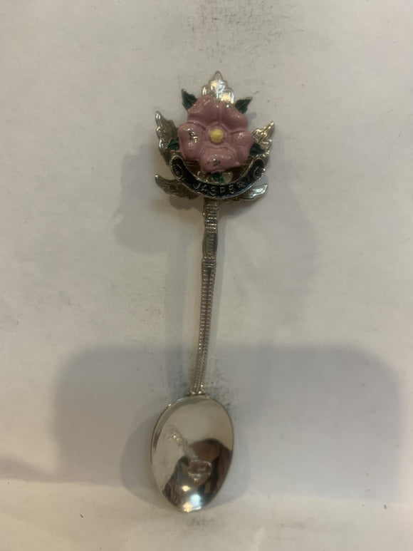 Jasper Alberta Wild Rose Canada Souvenir Spoon