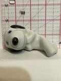 White Dog Black Ears Laying Down Figurine Ornament