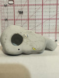 White Dog Black Ears Laying Down Figurine Ornament